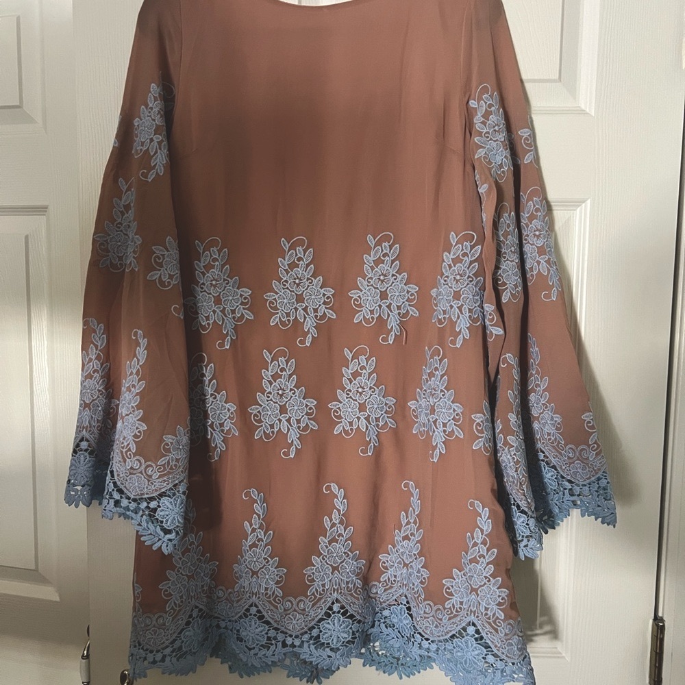 Free the Roses Blush Dress with Blue Lace